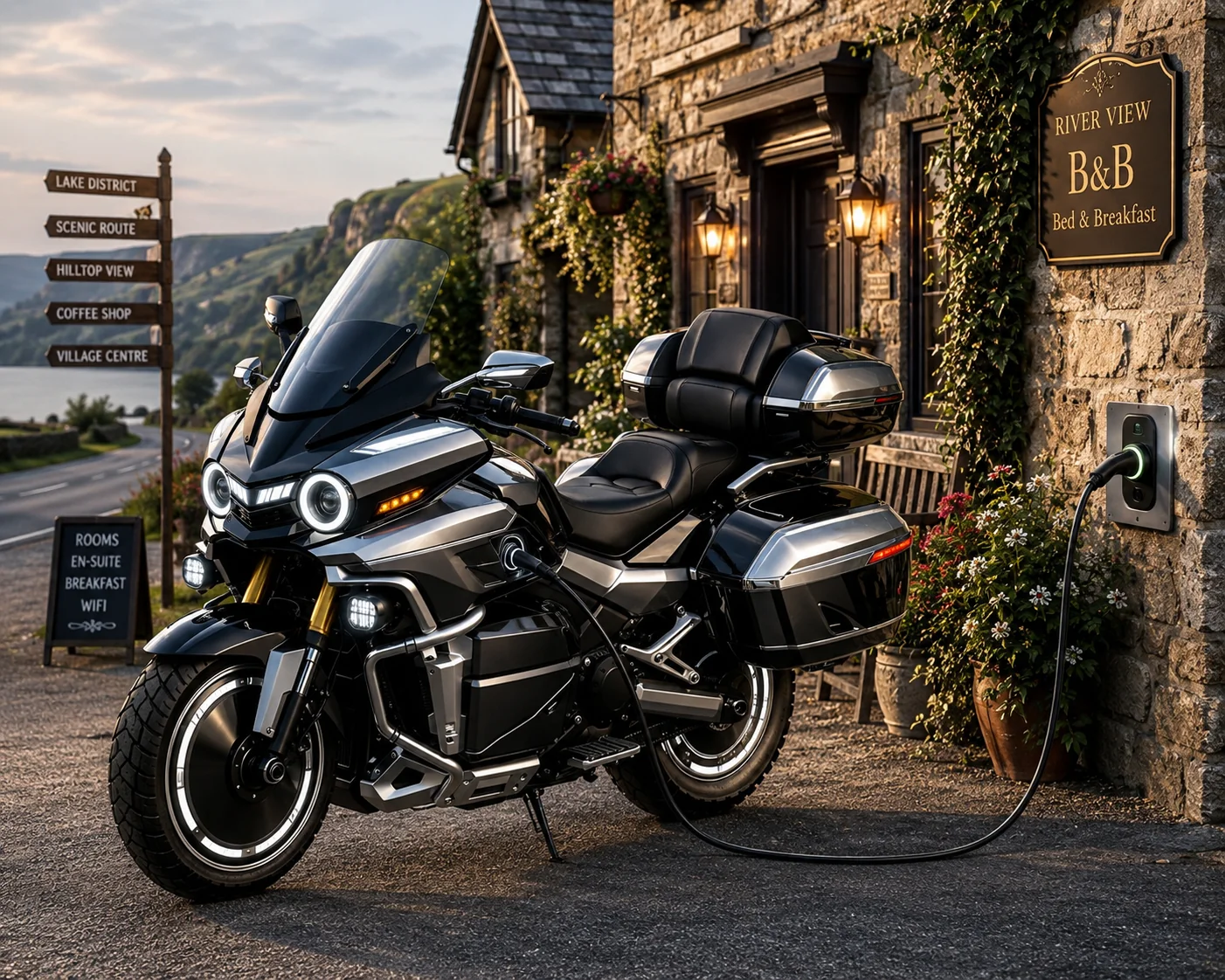 Touring motorcycle charging concept